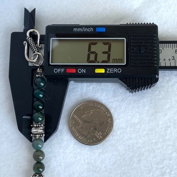 Sterling Silver 925 Round Green Moss Agate Beaded Bracelet Sz 6.75" - Picture 16 of 16